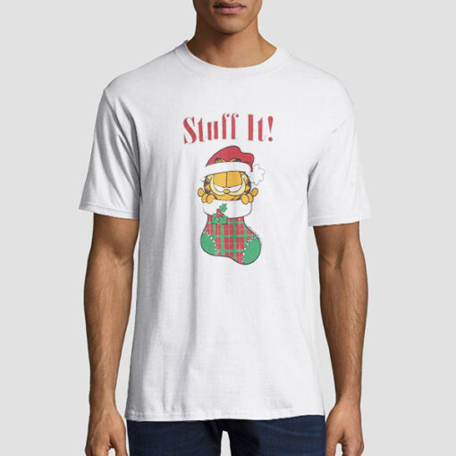 T shirt White Vtg Christmas Stuff It Garfield
