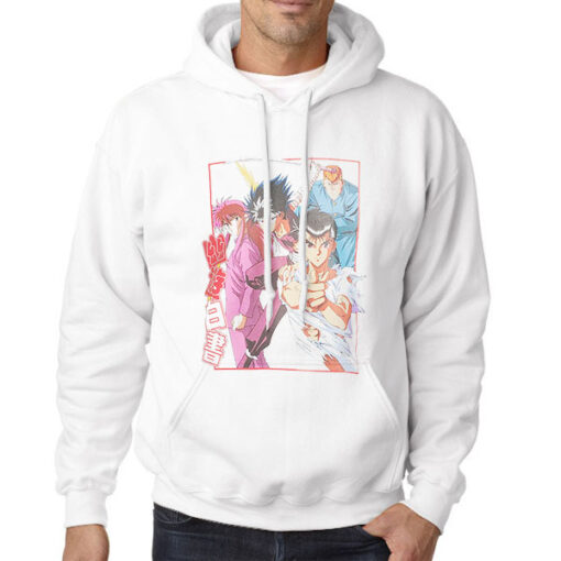 Hoodie White Characters Graphic Yu Yu Hakusho