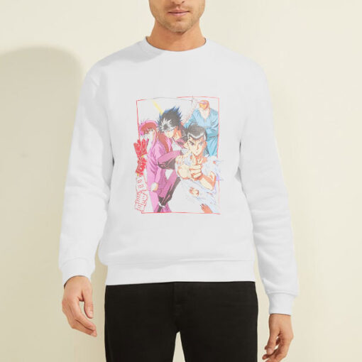 Sweatshirt White Characters Graphic Yu Yu Hakusho