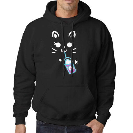 Hoodie Black Vixella Merch Cat Frappuccino