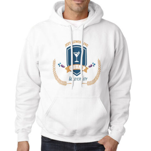 Hoodie White Live University Jeff Lewis Merch