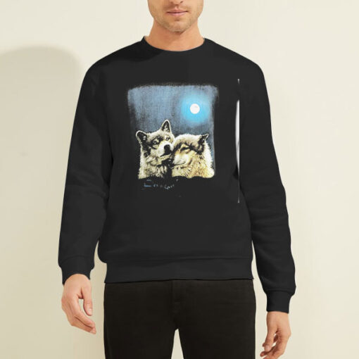 Sweatshirt Black So Sweet Vintage Wolf