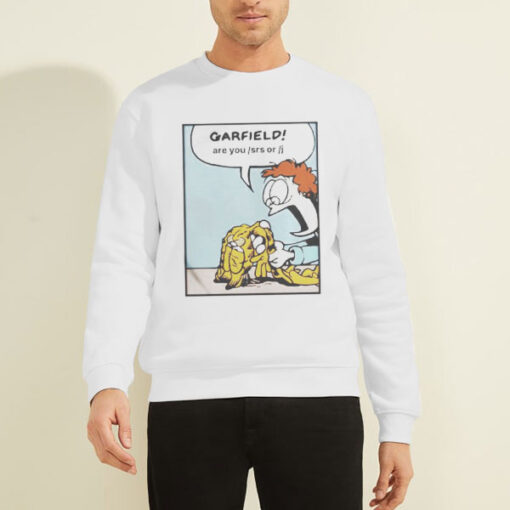 Sweatshirt White Funny Parody Garfield Are You Srs or J
