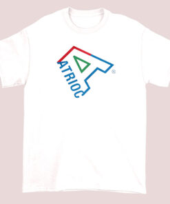 Atrioc merchandise T-shirt featuring a bold design related to Enron, with stylized text and graphics representing the brand