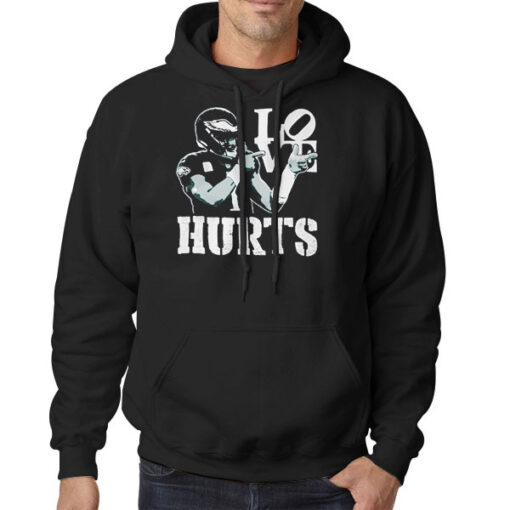 Hoodie Black Philadelphia Eagles Loves Jalen Hurts