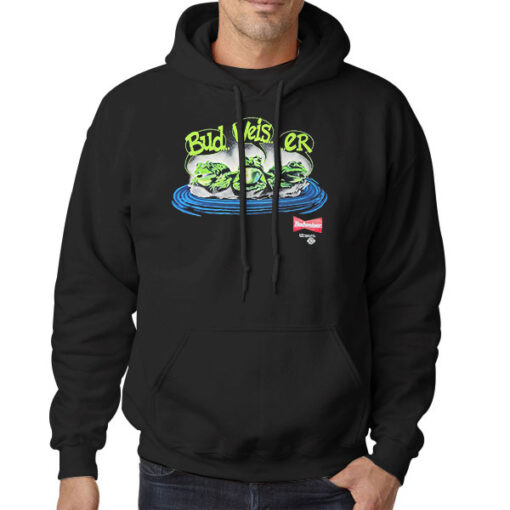 Hoodie Black Vintage Budweiser Frog
