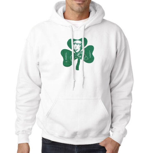 Hoodie White Shamrock June 1982 Vintage Boxing