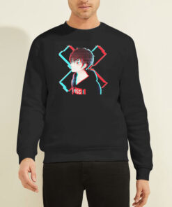 Sweatshirt Black Glitch Sad Anime Boy Pfp