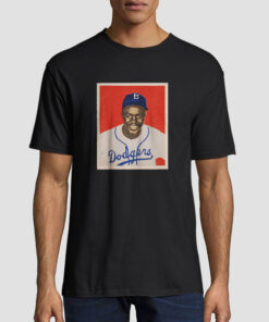 T shirt Black 1949 Bowman Jackie Robinson