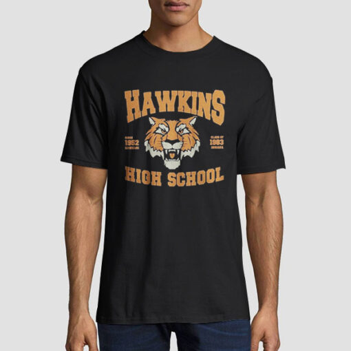T shirt Black The High School Hawkins