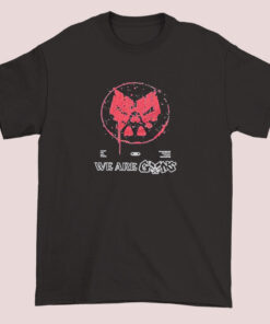 A graphic design for a shirt featuring the phrase 'We Are The Goonz' with bold lettering and illustrative elements, suitable for merchandise