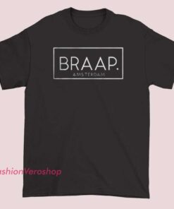 A T-shirt featuring the text "Classic Braap Vlogs Merch," designed for fans of the vlogging channel, showcasing a stylish and casual look.