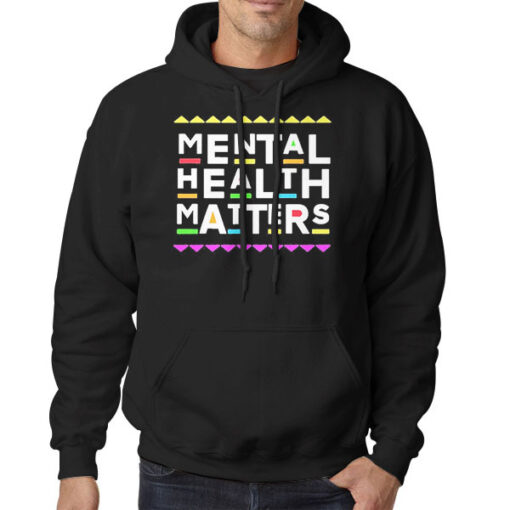 Hoodie Black Vintage 90s Mental Health Matters
