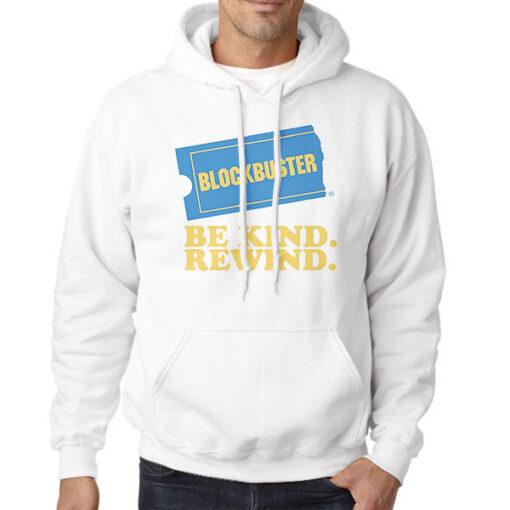Hoodie White Be Kind Rewind Blockbuster Merch