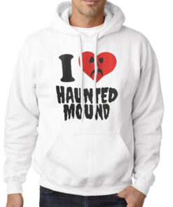 Hoodie White I Heart Haunted Mound Merch