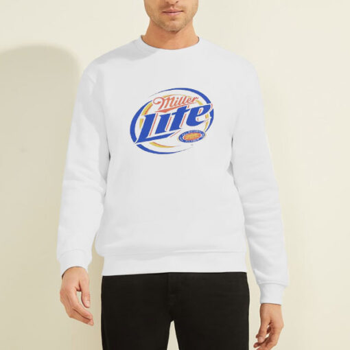 Sweatshirt White 1990s Vintage Miller Lite