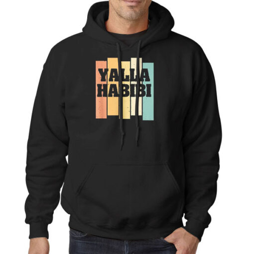 Hoodie Black Vintage Retro Yalla Habibi