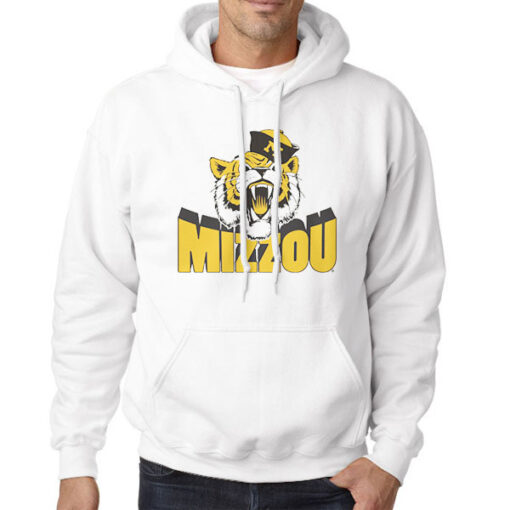 Hoodie White Mascot Tiger Vintage Mizzou