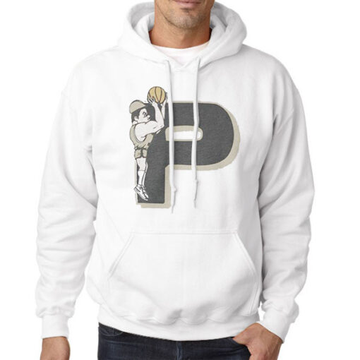 Hoodie White P Logo Vintage Purdue
