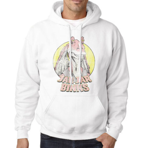 Hoodie White Star Wars Profile Jar Jar Binks