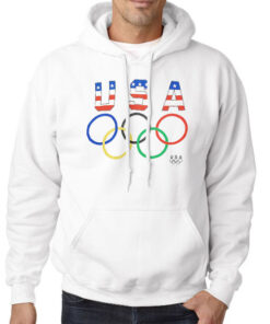 Hoodie White Team USA Vintage Olympics