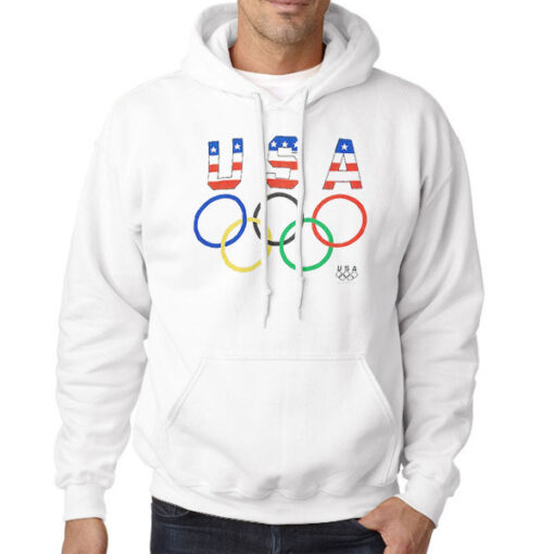 Hoodie White Team USA Vintage Olympics