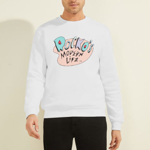 Sweatshirt White Classic Logo Rocko's Modern Life