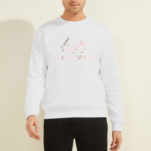 Sweatshirt White Funny Logo Pink Realtree