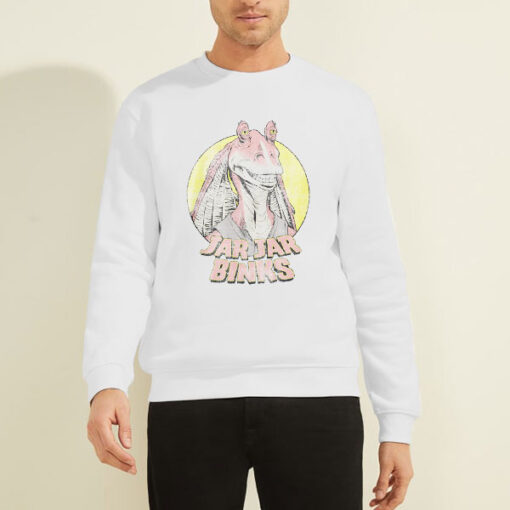 Sweatshirt White Star Wars Profile Jar Jar Binks