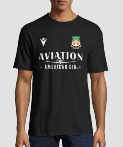 T shirt Black AFC Football Wrexham Aviation Gin