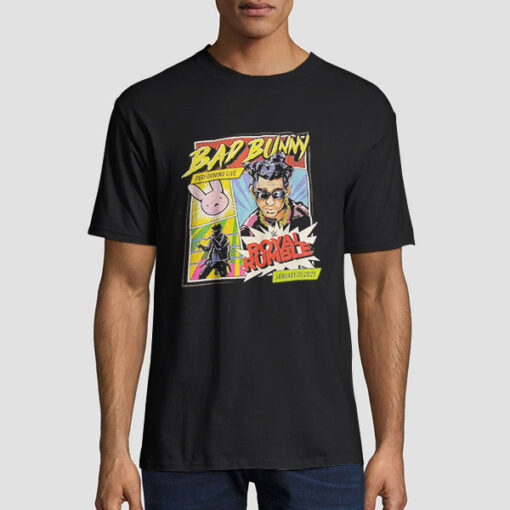 T shirt Black Bad Bunny WWE Royal Rumble 2021