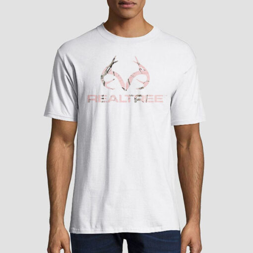 T shirt White Funny Logo Pink Realtree