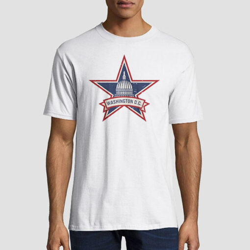 T shirt White Vintage Style Logo Washington Dc