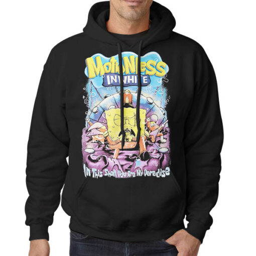 Hoodie Black Cartoon Motionless in White Spongebob