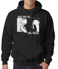 Hoodie Black Line Art Eat Your Protein Aot