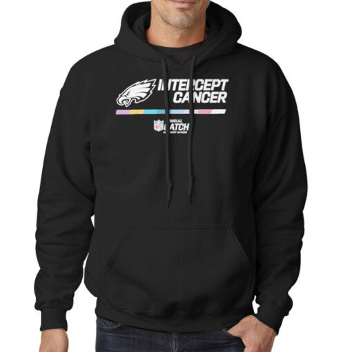 Hoodie Black Philadelphia NFL Eagles Intercept Cancer