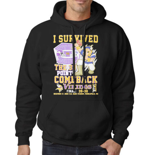 Hoodie Black Skol Vikings I Survived the 33 Point Comeback