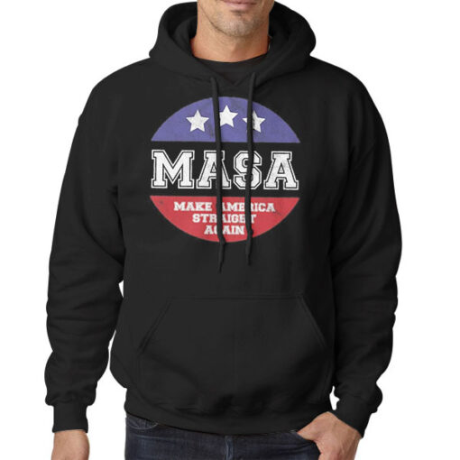 Hoodie Black Vintage MASA Make America Straight Again