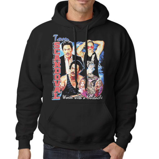 Hoodie Black Vintage Wash Tom Sandoval Worm With a Mustache