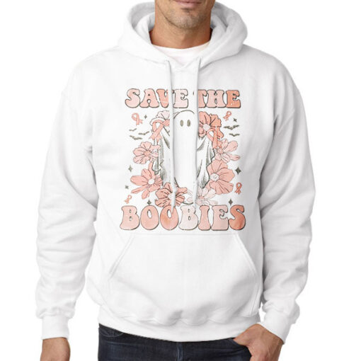 Hoodie White Breast Cancer Awareness Halloween Boobies