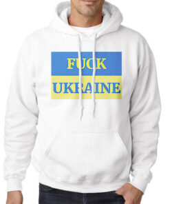 Hoodie White Flag Logo Fuck Ukraine