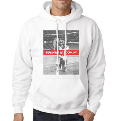 Hoodie White Football Field Business Is Ab Boomin