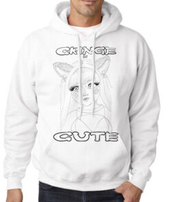 Hoodie White Line Art but Cute Cringe Anime