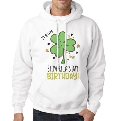 Hoodie White Shamrock Party St Patrick's Day Birthday
