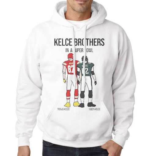 Hoodie White Travis Kelce vs Jason Kelce Kelce Brothers Super Bowl