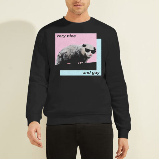Sweatshirt Black Funny Cute Opossum Very Nice and Gay
