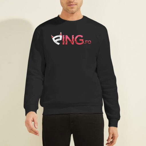 Sweatshirt Black Letter Logo Ping Fo