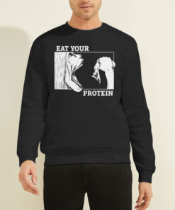 Sweatshirt Black Line Art Eat Your Protein Aot