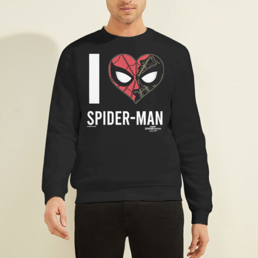 Sweatshirt Black Marvel Split Face Heart I Love Spiderman