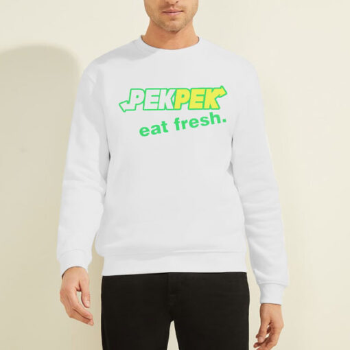 Sweatshirt White Funny Logo Pek Pek Eat Fresh